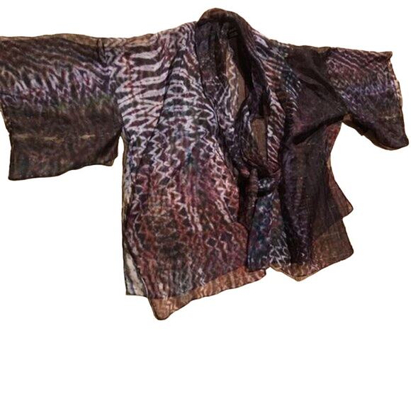 Carter & Teri Shibori Handmade Sheer Pure Silk Kimono Jacket. L - Picture 1 of 5